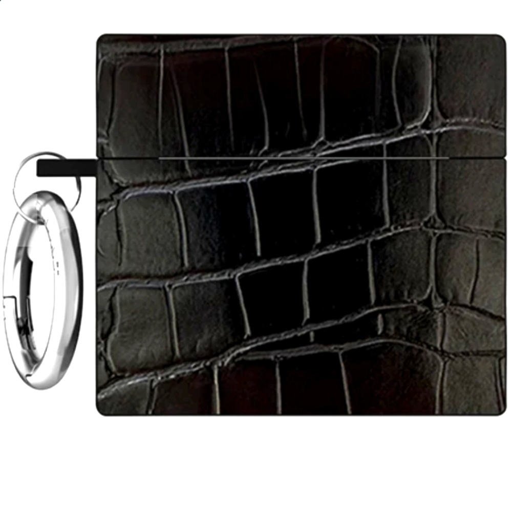 Black Crocodile Faux Leather Airpods Pro 1 Square Case FLAUNT